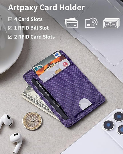 Artpaxy Slim Wallet for Men & Women, Minimalist Front Pocket Card Holder for Travel, RFID Blocking, Water Resistant Nylon Wallet for ID & Cash & Credit Card