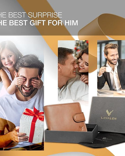 Lavalen Soft Leather Wallet for Men - Mens Wallet Bifold with Zipper Coin Pocket - Holds Bills, Credit Cards, Coins - Carteras para Hombres Piel - Billeteras de Hombres Cuero Original - RFID Blocking.