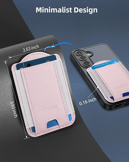 HiWe for MagSafe Wallet for Galaxy S25/S24 Series with Magnetic Case and iPhone 17/16/15/14/13/12 Series, No Case, 6 Cards Holder, RFID Leather Slim, Pink