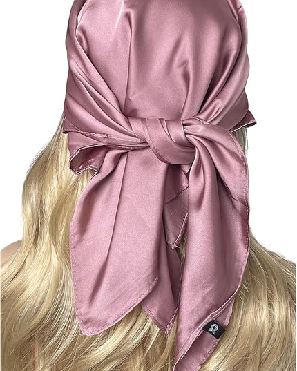 CHUNG Women's Square Satin Scarf 27.5" Bandanas Solid 50s Retro Neck Scarves Emulation Silk Handbag Hair Ribbons Necktie