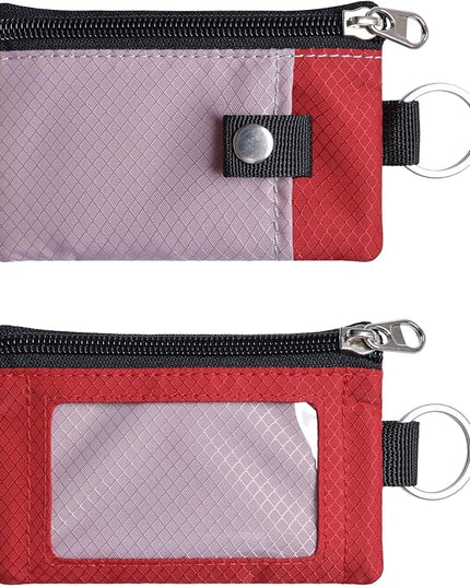 Minimalist RFID Blocking Small Wallet with ID Window,WaterResistant Zip Id Case Wallet with Lanyard Keychain for Cards,Cash,Travel,Women,Men