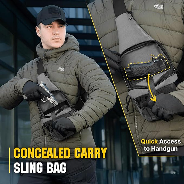 M-Tac CCW Sling Bag for Men & Women - EDC Shoulder Bag Tactical - Crossbody Concealed Carry Bag - Mens Chest Pack