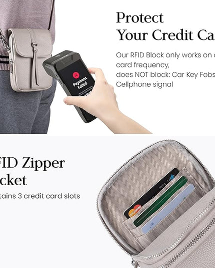 befen Genuine Leather Small Crossbody Bags for Women, Multi Pocket Cell Phone Crossbody Purse with RFID Blocking Card Slots