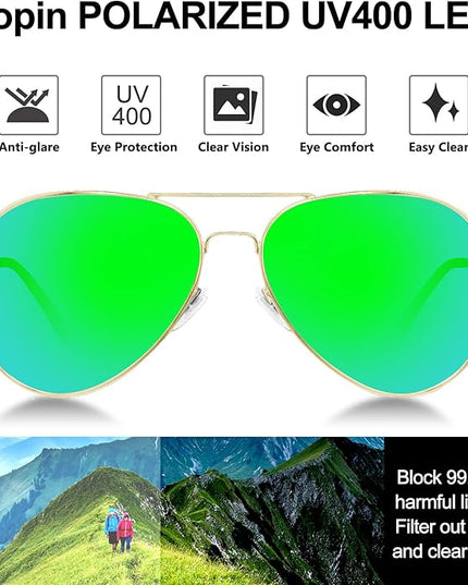 Joopin Polarized Metal Aviation Sunglasses Men, Classic Military Sun Glasses Women, Rectangle Shades UV400 Protection Costume