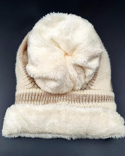 HUAMULAN Women Winter Beanie Hats One Piece Fleece Lined Knit Balaclavas Mask Set Skull Neck Circle Scarf Ski Snow Hat Pompom