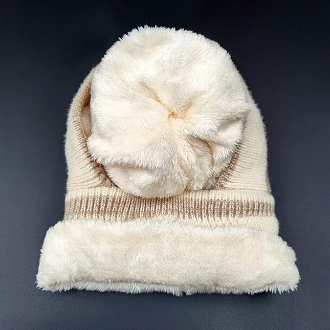 HUAMULAN Women Winter Beanie Hats One Piece Fleece Lined Knit Balaclavas Mask Set Skull Neck Circle Scarf Ski Snow Hat Pompom
