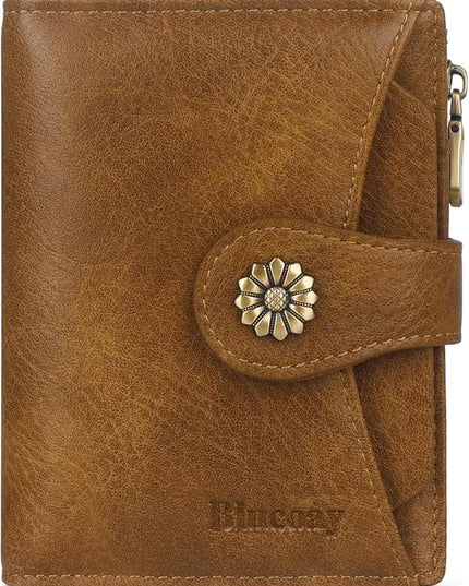 Blucoay Womens Wallet,RFID Blocking Wallet Women,Soft Leather Bifold Small Wallets For Woman Card Holder With Removable ID Window brown