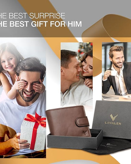 Lavalen Soft Leather Wallet for Men - Mens Wallet Bifold with Zipper Coin Pocket - Holds Bills, Credit Cards, Coins - Carteras para Hombres Piel - Billeteras de Hombres Cuero Original - RFID Blocking.