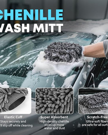 Car Cleaning kit, Car Interior Detailing kit with 10000pa Car Vacuum Cleaner, Wheel Brush, Windshield Cleaner Tool, Microfiber Towel, Wash Mitt, Interior and Exterior Car Wash kit with Bag