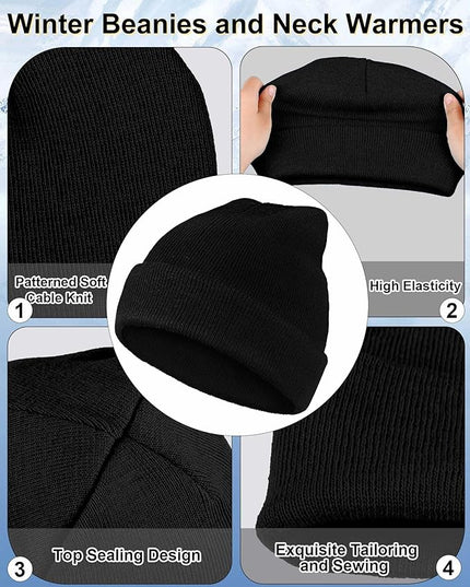 Jecery 50 Pack Winter Beanies Hats Bulk for Homeless Unisex Cold Weather Stretch Caps Warm Knitted Cuffed Hats for Women Men