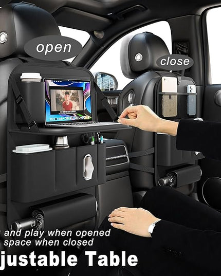 Car Seat Organizers,Multi-functional Back Seat Protectors, Storage Pouches,storage bag Child kicking prevention and Tray Holders (for Cars, Kids, Seat Back and Rear Seats) (Black, 2 Pcs)