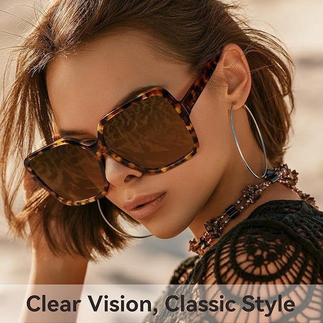 Dollger Oversized Square Sunglasses for Women Big Large Wide Fashion Shades for Men UV Protection Unisex