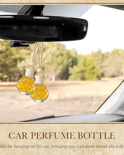 BBTO 50 Pcs Hanging Car Air Freshener Car Diffuser Bottles Empty Glass Perfume Bottle Freshener Diffuser Bottle Pendant for Essential Oil Fragrance Aromatherapy Bottle Ornament(Shell)