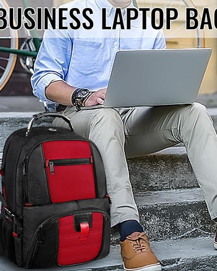 YOREPEK Travel Backpack, Extra Large 50L Laptop Backpacks for Men Women, Water Resistant College Backpack Airline Approved Business Work Bag with USB Charging Port Fits 17 Inch Computer, Bright Red