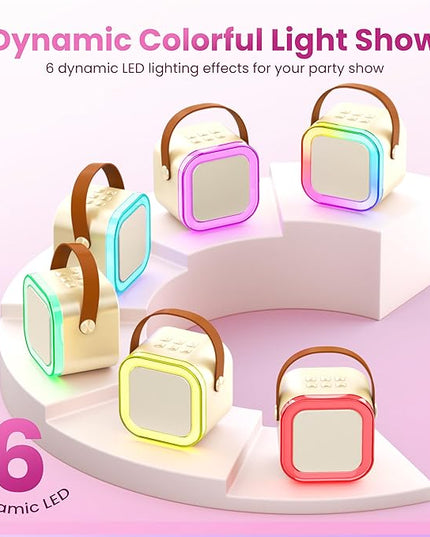 Mini Karaoke Machine for Kids Adults, Portable Bluetooth Speaker with 2 Wireless Karaoke Microphones, 2026 TOP Birthday for Girls Boys 3,4,5,6,7,8+Year Old Toddler Toys Karaoke Player Valentine(Gold)