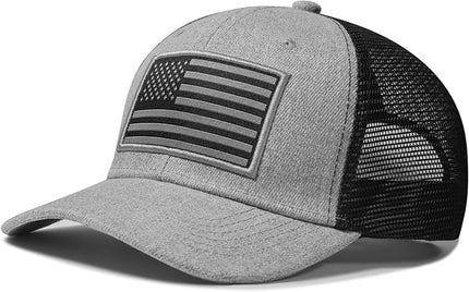 AURR American Flag Trucker Hat, Patriotic Baseball Cap for Men & Women, Breathable Mesh Adjustable Snapback, USA Flag Patch