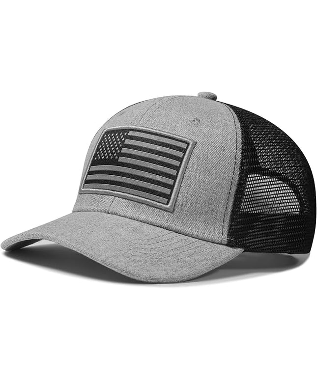 AURR American Flag Trucker Hat, Patriotic Baseball Cap for Men & Women, Breathable Mesh Adjustable Snapback, USA Flag Patch