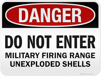 Danger Do Not Enter Military Firing Range Unexploded Shells Sign, 18x24 Inches, 3M EGP Reflective .080 Aluminum, Fade Resistant, Made in USA by My Sign Center