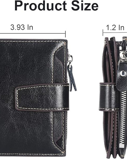 Lavemi Small Compact Women Wallet RFID Blocking Genuine Leather Bifold Purse with ID Windows