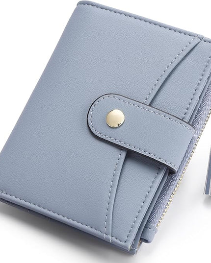 yiijay Small Wallet for Women RFID Blocking Tassle Bifold Slim Thin Leather Wallet Credit Card Holder Wallet Ladies Mini Wallet with Widened Zipper Pocket