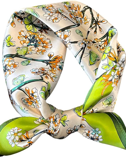100% Mulberry Silk Scarf for Women Hair Lightweight Square Neckerchief Wrap For Head Scarves 21"