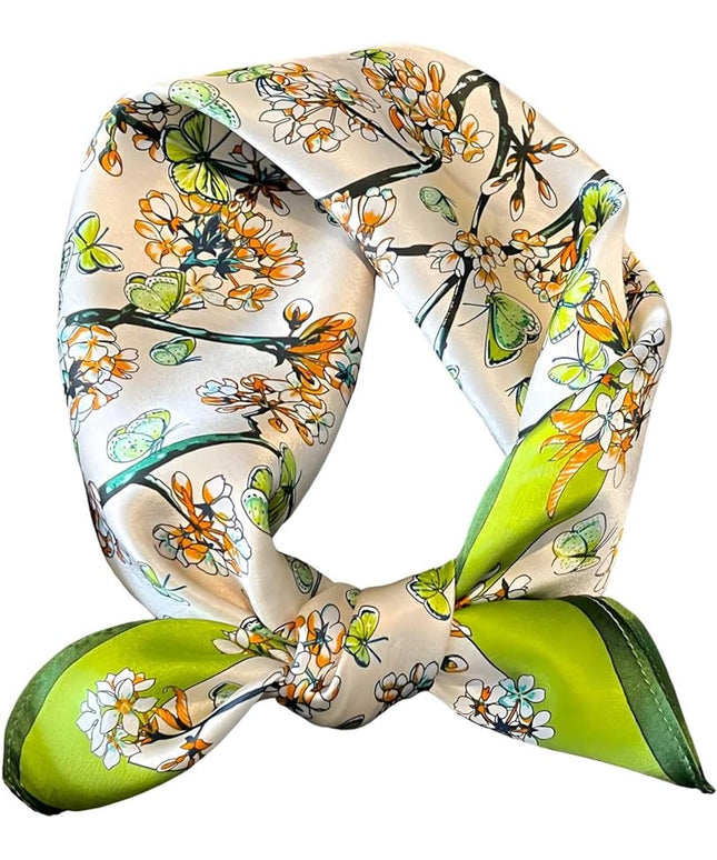 100% Mulberry Silk Scarf for Women Hair Lightweight Square Neckerchief Wrap For Head Scarves 21"