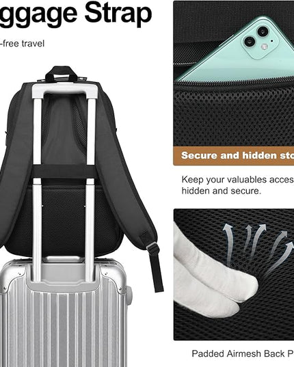 Boavan Laptop Backpack for men, 17.3 inch Laptop Bag with USB Port, Waterproof Travel Work Backpack Purse, Anti-Theft Teacher Nurse Doctor Casual Bookbags Office Business backpack，Black&Dark Grey