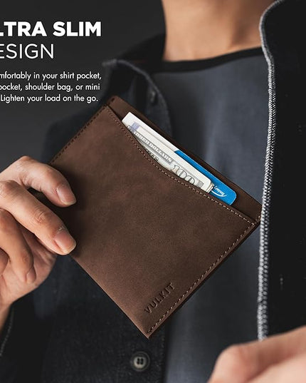 VULKIT Passport Cover Ultra Slim Design Leather Passport Sleeve RFID Blocking with 2 Card Slots, Anti-Theft Travel Essentials