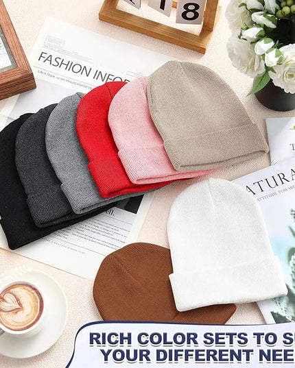 Winter Beanie Hats Bulk for Women Men Cozy Knitted Cuffed Skull Cap Soft Ski Hat for Homeless Gift Donation