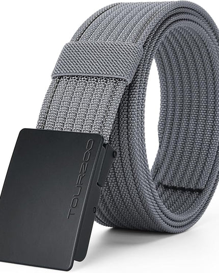 Nylon Military Tactical Belts for Men 1.5" No Holes Adjustable Webbing Canvas Belt for Hiking, Casual & Outdoor