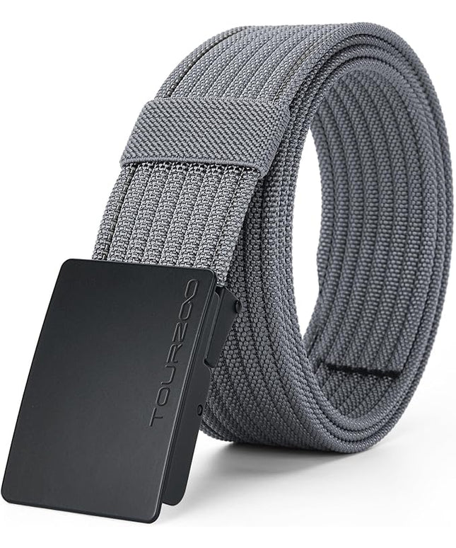 Nylon Military Tactical Belts for Men 1.5" No Holes Adjustable Webbing Canvas Belt for Hiking, Casual & Outdoor
