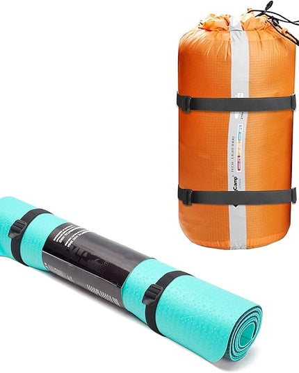 Wisdompro Sleeping Bag Strap, 2 Pack of Heavy Duty Utility Straps for Backpacking, Sleeping Bag Compression, Luggage, Camping, Hiking with Plastic Buckle - 48 inch, Black