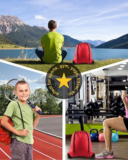 KUUQA 50Pcs Red Drawstring Backpack Bag Sack Drawstring Bags Bulk String Bags Storage Bags for Sport Gym Traveling