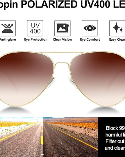 Joopin Polarized Metal Aviation Sunglasses Men, Classic Military Sun Glasses Women, Rectangle Shades UV400 Protection Costume
