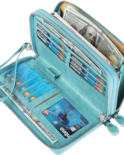 Lavemi Small Compact Women Wallet RFID Blocking Genuine Leather Bifold Purse with ID Windows