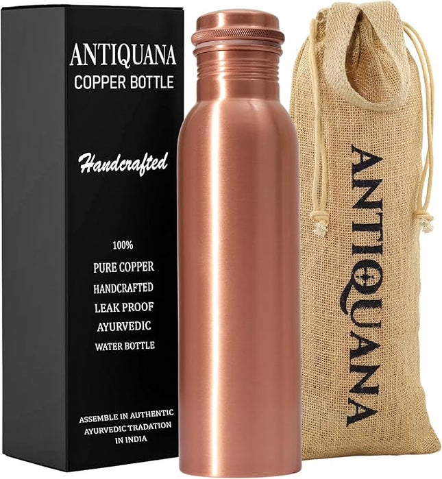 34 Oz Pure Copper Water Bottle – Leak-Proof Hammered Design with Tumbler, Carrying Bag & Smooth Finish Decorative – Copper Water Bottle