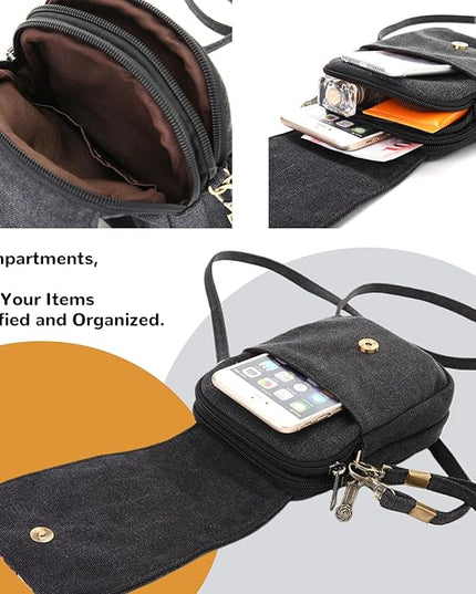 Goodhan Embroidery Canvas Crossbody Bag Cell phone Pouch Coin Purse for Women