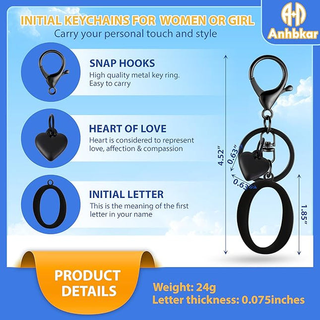 A-Z Heart Initial Letter Keychain, Stainless Steel Alphabet Charm for Handbags, Gift for Women and Girls