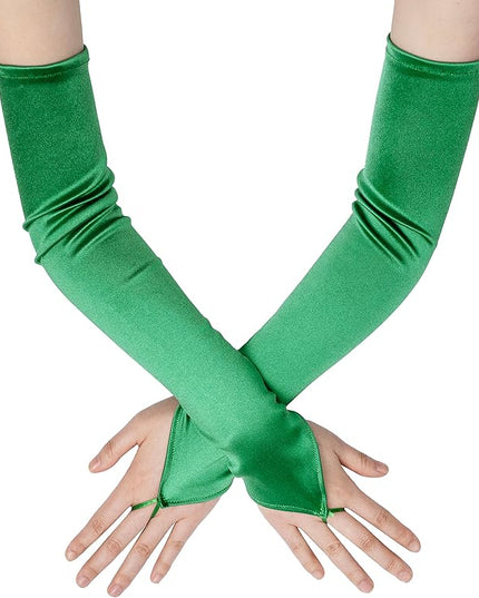 BABEYOND Long Opera Party 20s Satin Gloves Stretchy Adult Size Elbow Length