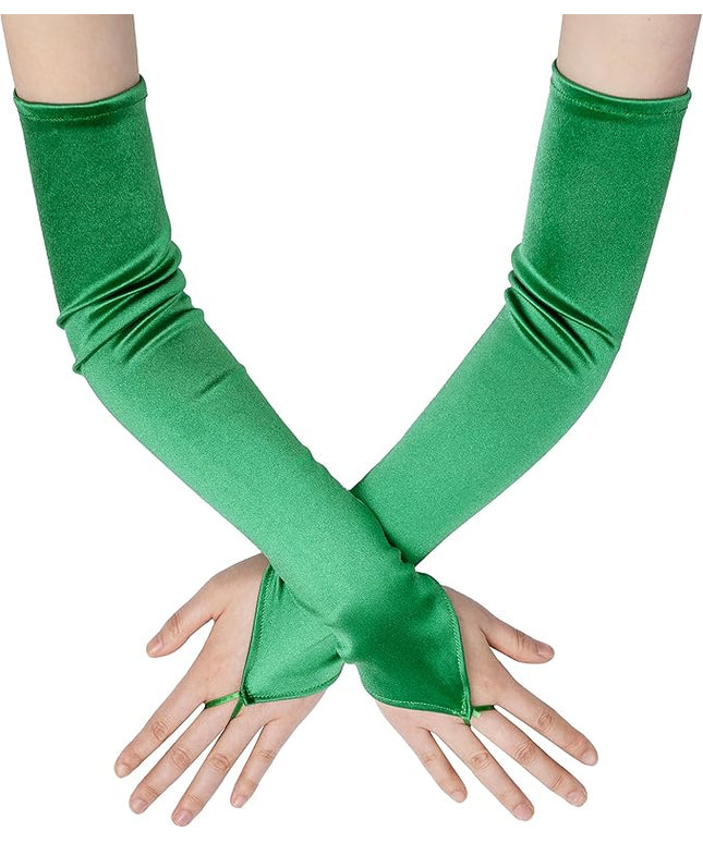 BABEYOND Long Opera Party 20s Satin Gloves Stretchy Adult Size Elbow Length