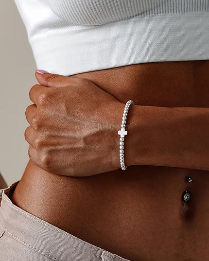 Gold Bracelets for Women 14K Gold Beaded Bracelets Stackable Bracelets for Women Gold Charm Bracelet Non Tarnish Gold Jewelry for Women Trendy