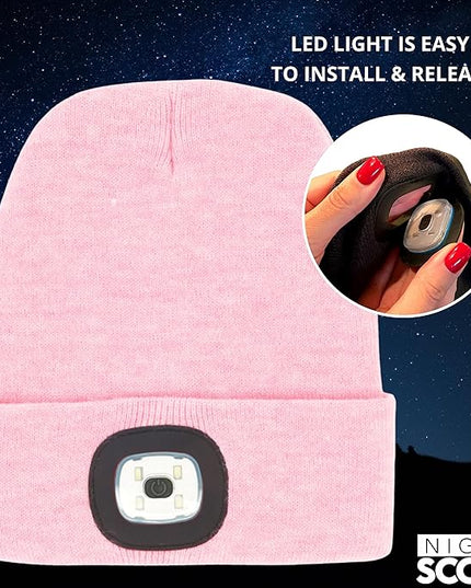 Night Scope Classic Rechargeable LED Warm Knit Beanie Head Light Hat Headlamp for Outdoor Activities