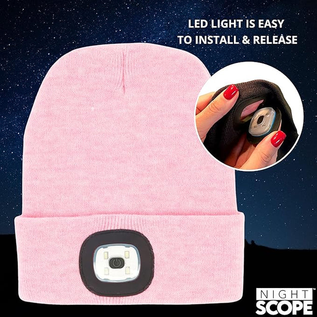 Night Scope Classic Rechargeable LED Warm Knit Beanie Head Light Hat Headlamp for Outdoor Activities