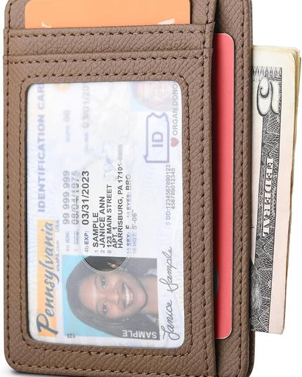 Buffway Slim Minimalist Front Pocket RFID Blocking Leather Wallets for Men and Women - Galaxy Maroon