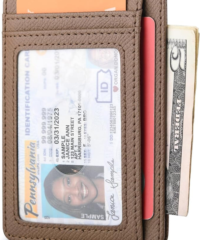Buffway Slim Minimalist Front Pocket RFID Blocking Leather Wallets for Men and Women - Galaxy Maroon