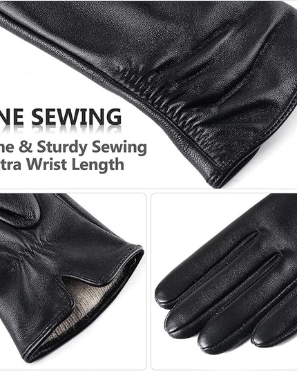 Womens Winter Leather Touchscreen Texting Warm Driving Lambskin Pure Genuine leather Gloves