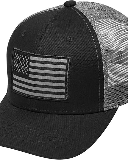AURR American Flag Trucker Hat, Patriotic Baseball Cap for Men & Women, Breathable Mesh Adjustable Snapback, USA Flag Patch
