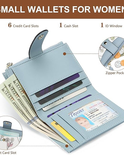 yiijay Small Wallet for Women RFID Blocking Tassle Bifold Slim Thin Leather Wallet Credit Card Holder Wallet Ladies Mini Wallet with Zipper Pocket