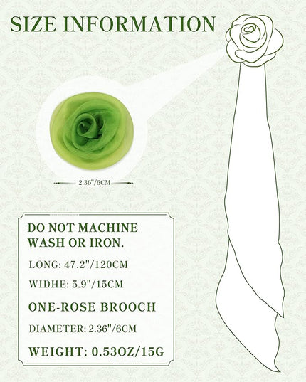 Chiffon Scarf for Women, Removable Flower Neck Scarf Light Soft Fashion Rose Scarves Versatile Headband or Hair Band