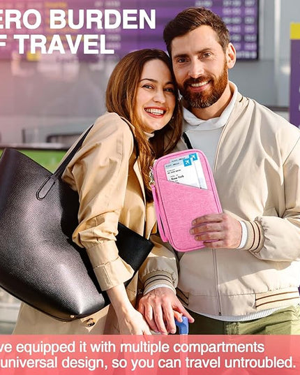 Passport Holder Family, Women Rfid Blocking Passport Wallet, Travel Essentials Premium Wallets, Waterproof Passport Holders Bag for Men Traveling, Travel Document Organizer Credit Cards Case